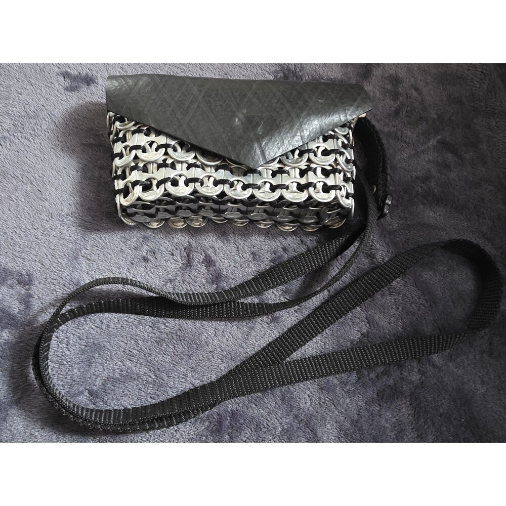 Cool UPCYCLED Soda Can PopTop Pull-Tab Woven MINI Crossbody Purse RETRO EuC